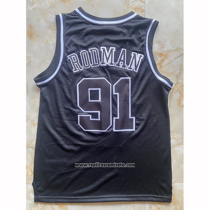 Camiseta Chicago Bulls Dennis Rodman NO 91 Mitchell & Ness 1996-97 Negro1